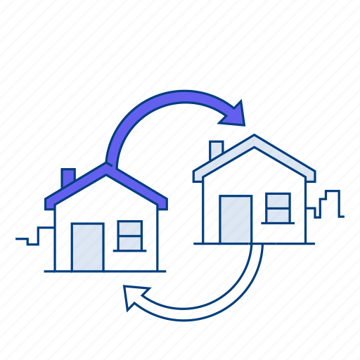 Property exchange, real estate transition, changing properties, ownership transition icon - Download on Iconfinder