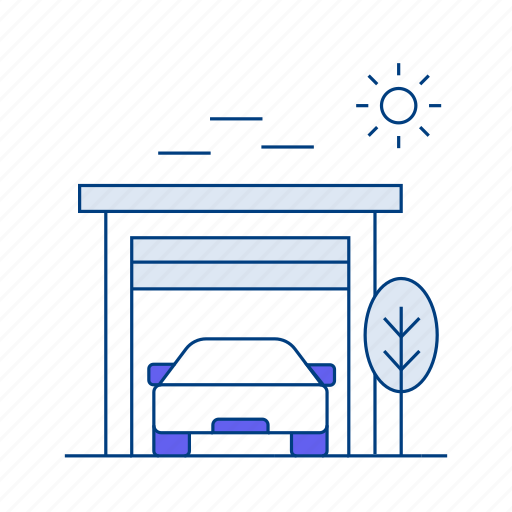 Garage, garage space, vehicle shelter, car storage, storage space, car, house icon - Download on Iconfinder