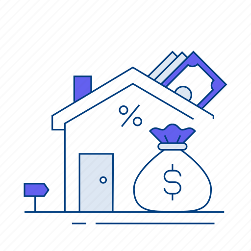 Mortgage, mortgage solutions, home financing, house, money bag, homeownership, financing options icon - Download on Iconfinder