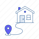 route, house, map pointer, property location, real estate mapping, location services, estate, property, navigation