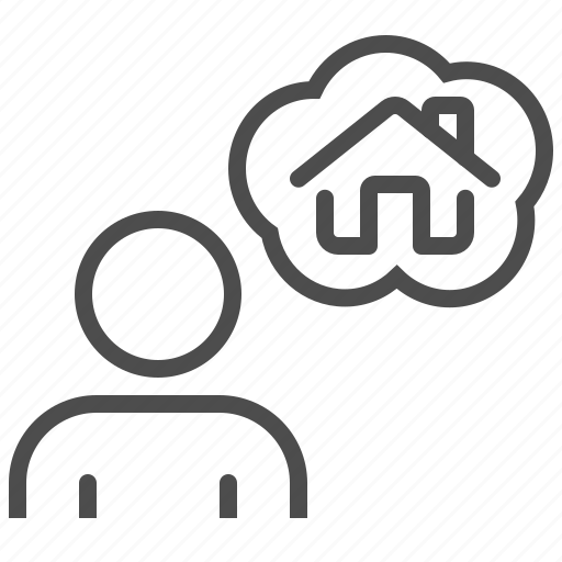 Man, realtor, homeowner, home ownership, thinking, house, home icon - Download on Iconfinder