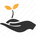 business, give, growth, hand, life, plant