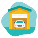 car, garage, park, parked, vehicle, warehouse