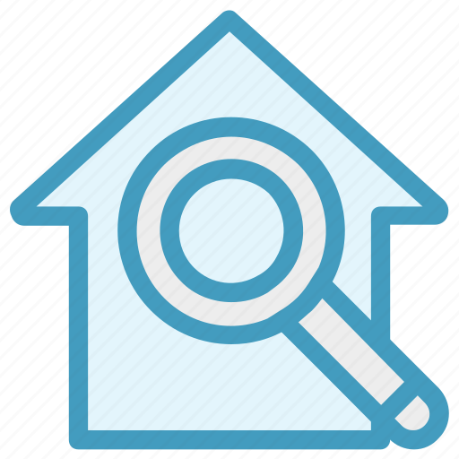 Apartment, home, house, magnifier, property, real estate, search icon - Download on Iconfinder