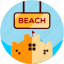 activities, beach, recreational, sand, sandcastle, sign 