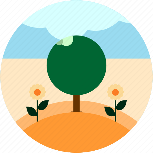 Activities, cloud, countryside, flowers, recreational, tree icon - Download on Iconfinder