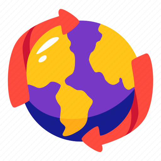 Planet, earth, circular, arrows, eco, stickers, sticker illustration - Download on Iconfinder