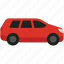 red, minivan, car, travel, vehicle, transport, basic, auto, automobile