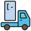 fridge, refrigerator, household, electronics, delivery, truck, van, deliver 