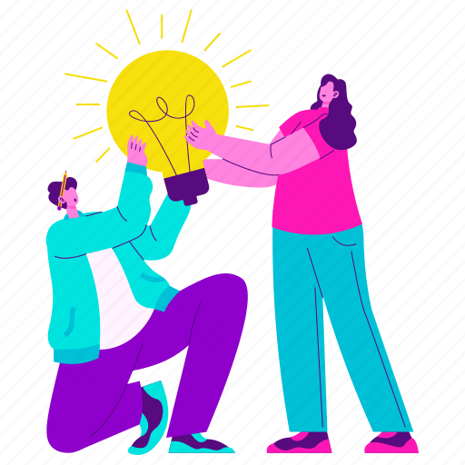 Teamwork, creativity, innovation, light bulb, working, creative agency, startup illustration - Download on Iconfinder