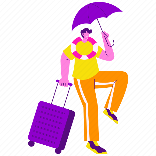 Travel insurance, protection, lifebuoy, umbrella, airport, travel, traveling illustration - Download on Iconfinder