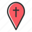 church, direction, gps, location, marker, navigation, relicons 