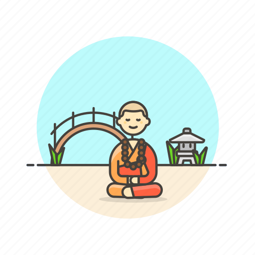 Buddhist, meditation, monk, religion, peace, zen, bridge icon - Download on Iconfinder
