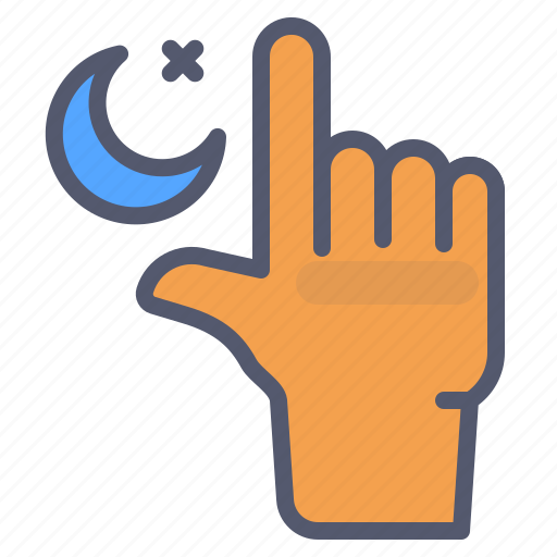 Hand, islam, moon, muslim, support icon - Download on Iconfinder