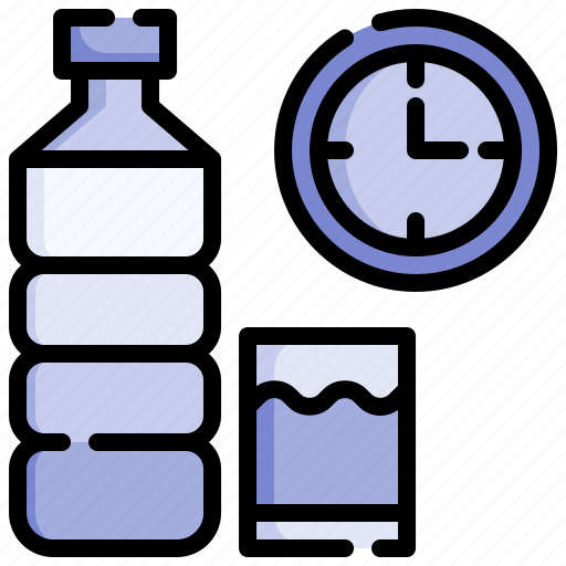 Drink, water, time, glass, clock, bottle icon - Download on Iconfinder