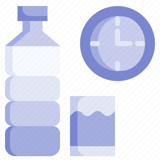 Drink, water, time, glass, clock, bottle icon - Download on Iconfinder