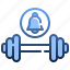 dumbbell, alarm, sports, competition, notification, bell 