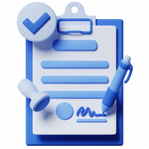 Approval, agreement, signature, clipboard, document, business, startup 3D illustration - Download on Iconfinder