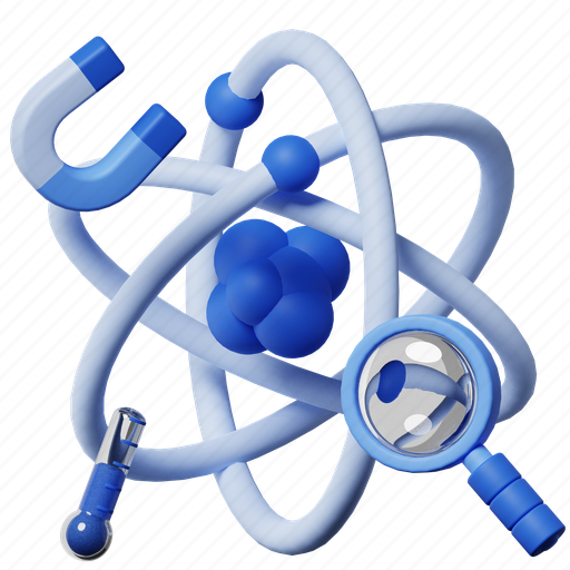 Physics, atom, science, atomic, research, education, school 3D illustration - Download on Iconfinder
