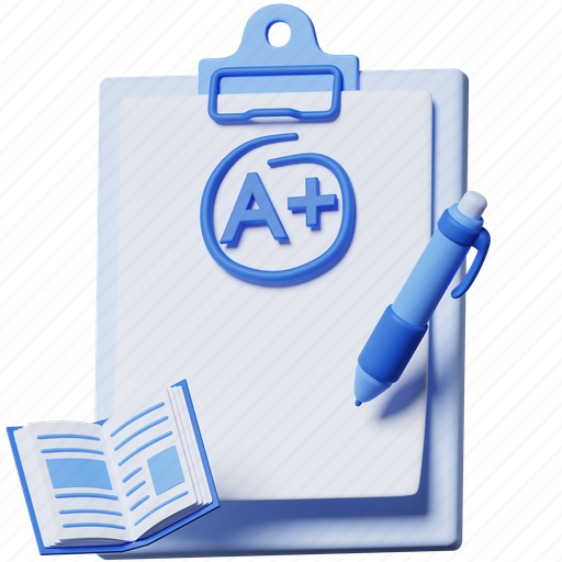Test, exam, score, clipboard, write, education, school 3D illustration - Download on Iconfinder