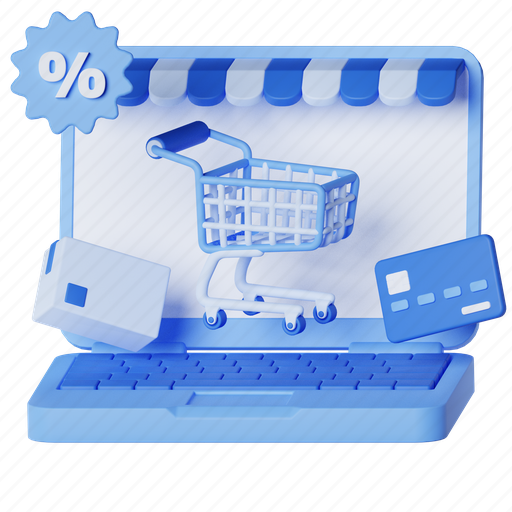 Online shop, online shopping, website, laptop, discount, shopping, store 3D illustration - Download on Iconfinder