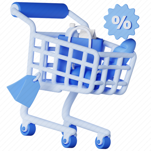 Shopping cart, trolley, groceries, grocery, discount, shopping, store 3D illustration - Download on Iconfinder