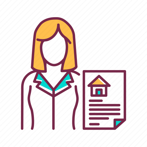 Property, purchase, real estate, realtor, rent, sale, woman icon - Download on Iconfinder