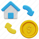 house, home, real, estate, circular, arrow, dollar, investment, loan, 3d 