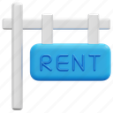 rent, lease, post, signs, real, estate, house, home, 3d 