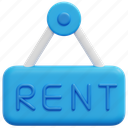 rent, post, signs, lease, real, estate, house, home, 3d 