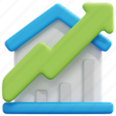 statistics, graph, increase, real, estate, house, home, property, 3d 