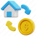 house, home, real, estate, circular, arrow, dollar, loan, investment, 3d 