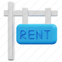 rent, lease, post, signs, real, estate, home, house, 3d 