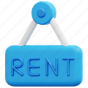 rent, post, signs, lease, real, estate, home, house, 3d 