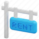 rent, lease, post, signs, house, real, estate, home, 3d 