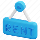rent, post, signs, lease, house, real, estate, home, 3d 