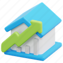 statistics, graph, increase, real, estate, home, house, property, 3d 