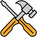 hammer, and, screwdriver, business, finance, format, arrow, text, tools