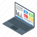 laptop, report, chart, isometric
