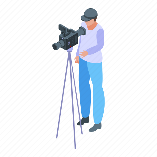 Reportage, video, cameraman, isometric icon - Download on Iconfinder