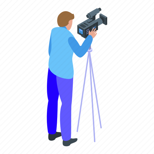 Reportage, street, video, cameraman, isometric icon - Download on Iconfinder