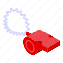 rescuer, red, whistle, isometric