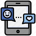 chat, smartphone, emoji, heart, communications, smiley
