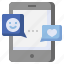 chat, smartphone, emoji, heart, communications, smiley 