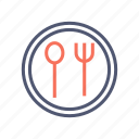 fork, plate, restaurant, spoon