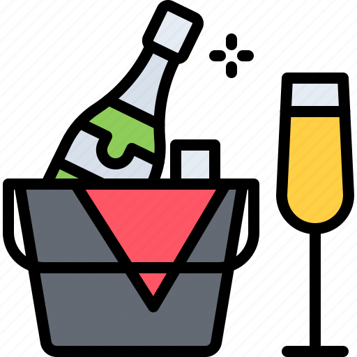 Champagne, bucket, ice, glass, restaurant, cafe, food icon - Download on Iconfinder