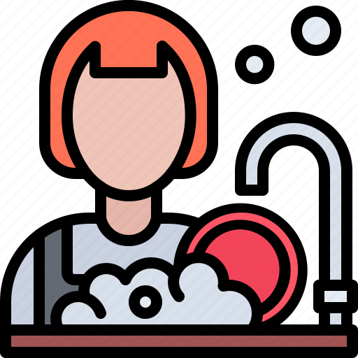 Dish, wash, woman, restaurant, cafe, food icon - Download on Iconfinder