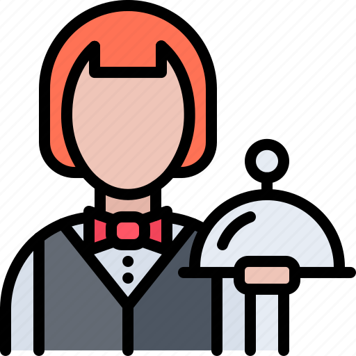 Waiter, dish, woman, restaurant, cafe, food icon - Download on Iconfinder