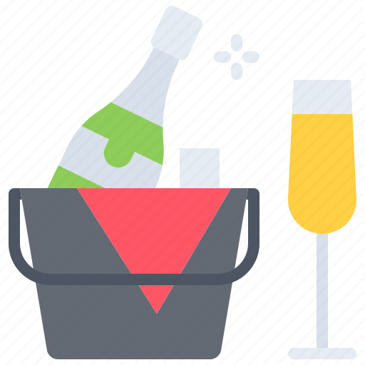 Champagne, bucket, ice, glass, restaurant, cafe, food icon - Download on Iconfinder