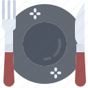fork, knife, plate, restaurant, cafe, food